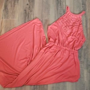 Crochet top high neck maxi dress